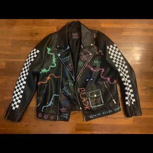 Custom hand painted BIKER JACKET size XL